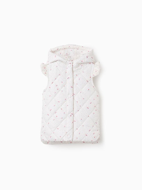 Gilet Matelassé avec Capuche et Motif Floral - Kiabi