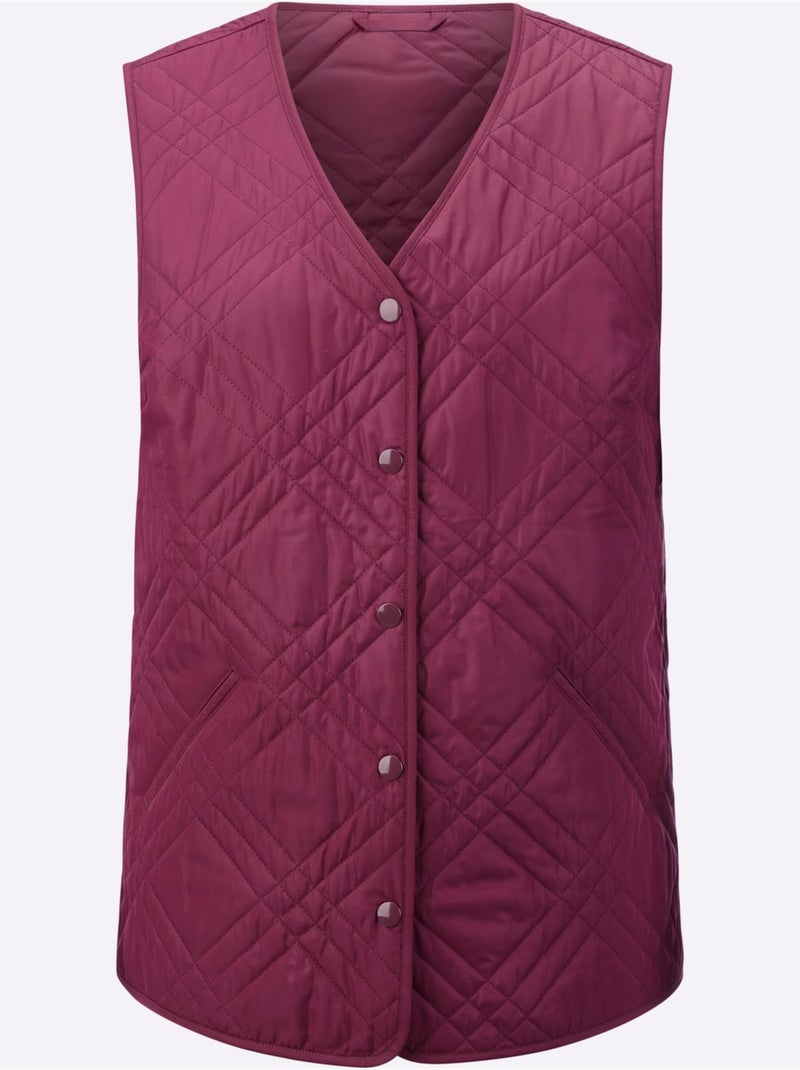 Gilet matelassé avec col en v et poches passepoilées - taille standard - witt Mauve - Kiabi