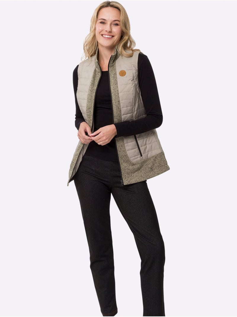 Gilet matelassé avec col montant et poches à glissière - taille standard - moda vilona Beige - Kiabi