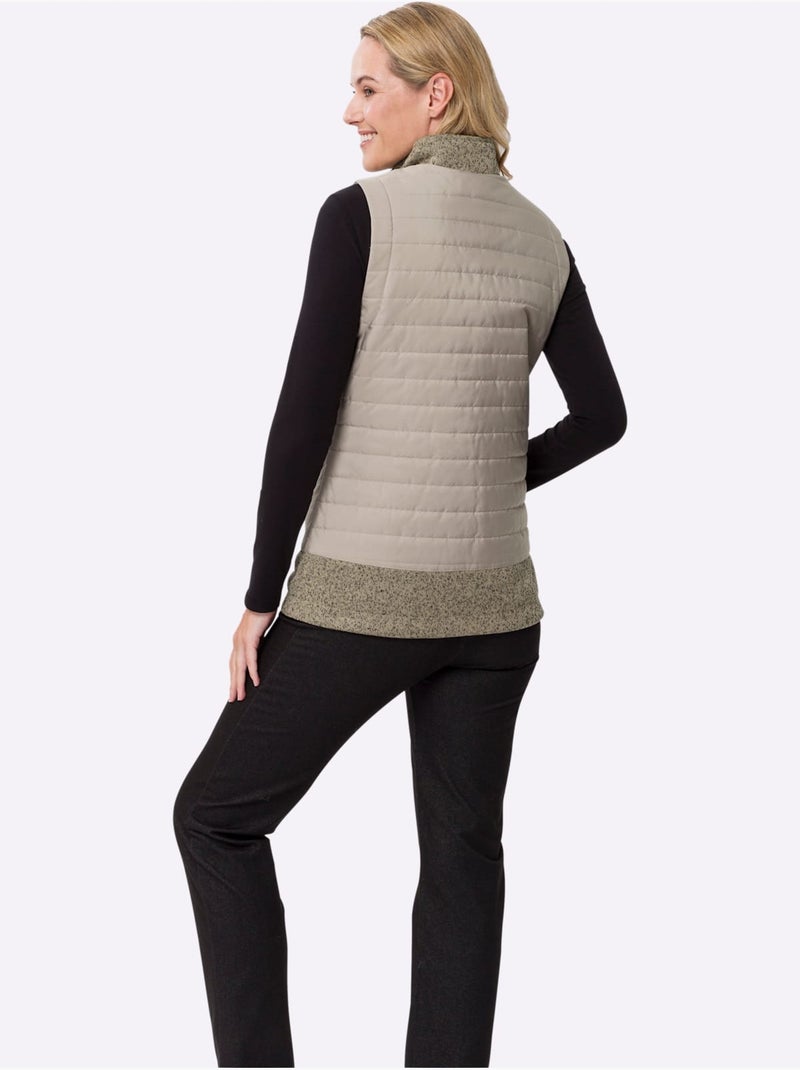 Gilet matelassé avec col montant et poches à glissière - taille standard - moda vilona Beige - Kiabi