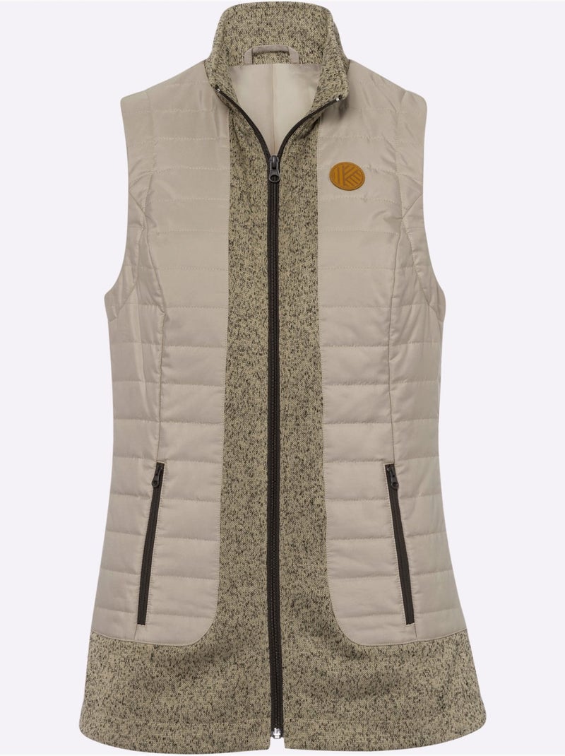 Gilet matelassé avec col montant et poches à glissière - taille standard - moda vilona Beige - Kiabi