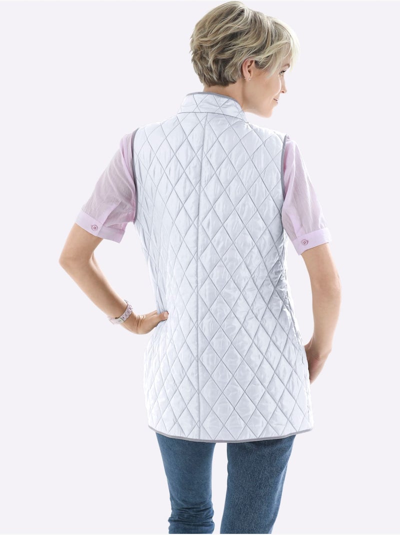 Gilet matelassé avec col montant et poches passepoilées - taille standard - moda vilona Blanc - Kiabi
