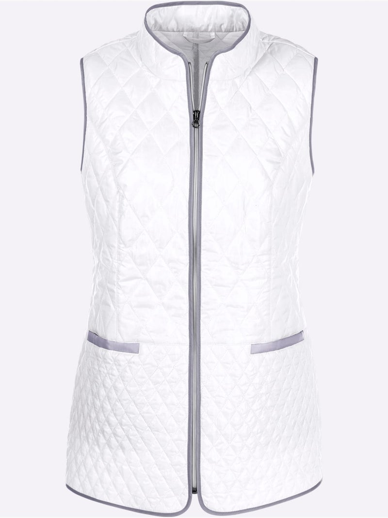 Gilet matelassé avec col montant et poches passepoilées - taille standard - moda vilona Blanc - Kiabi