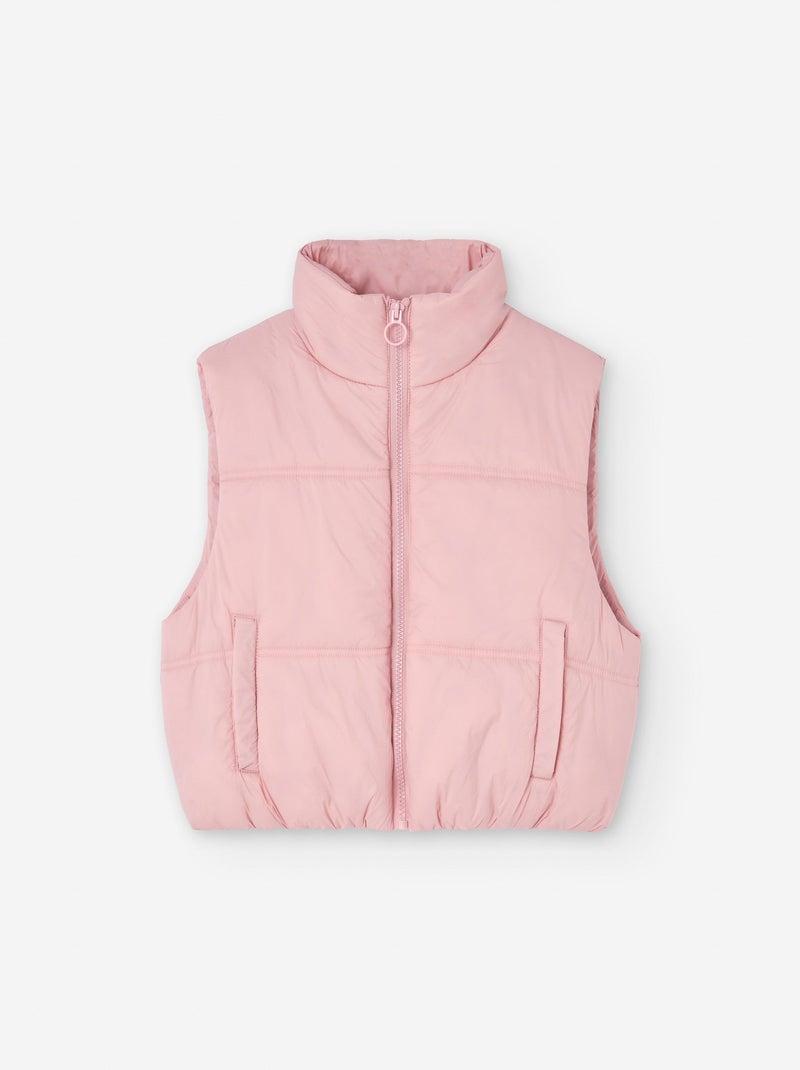 Gilet Matelassé avec Col Montant Rose clair - Kiabi
