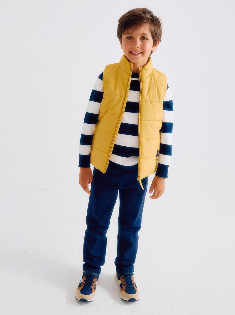 Gilet Matelassé avec Doublure Polaire Jaune - Kiabi