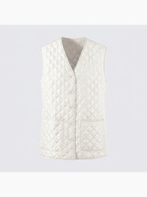 Gilet matelassé avec poches plaquées et boutons assortis - taille standard - moda vilona - Kiabi Gilet matelassé avec poches plaquées et boutons assortis - taille standard - moda vilona - Kiabi