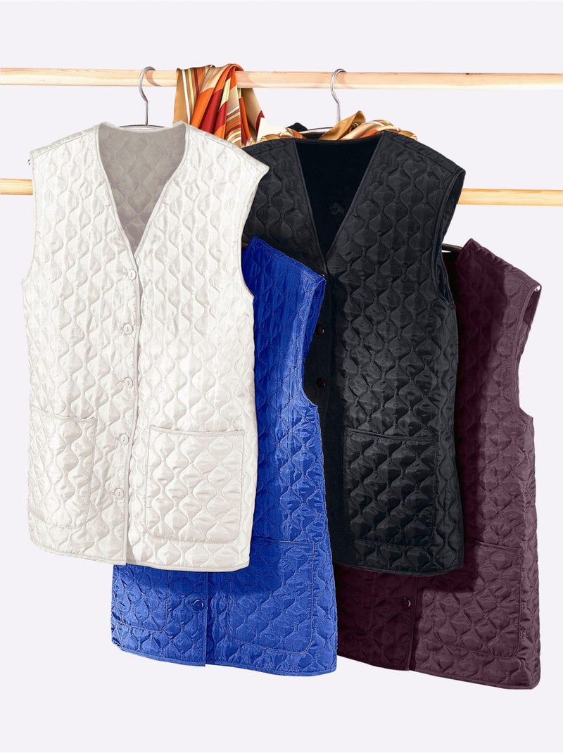 Gilet matelassé avec poches plaquées et boutons assortis - taille standard - moda vilona Blanc cassé - Kiabi