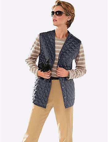 Gilet matelassé avec poches plaquées et boutons assortis - taille standard - moda vilona
