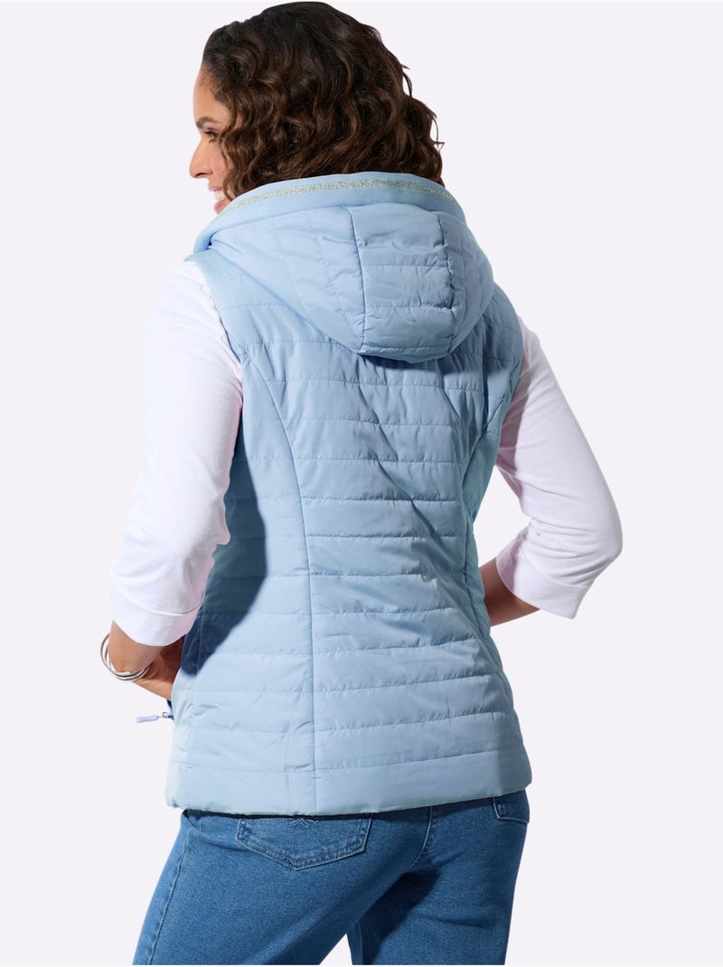 Gilet Matelassé Capuche Avec Coulisse Et Lien à Nouer - Taille Standard - Witt Bleu clair - Kiabi