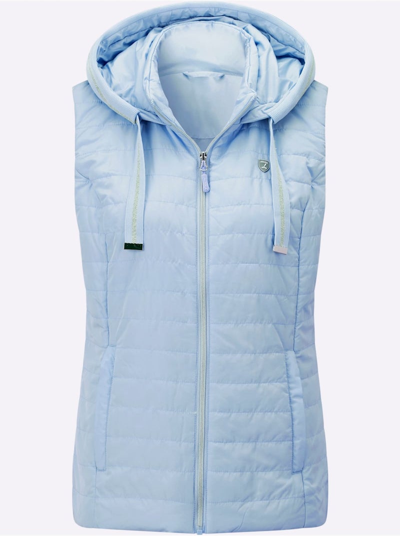 Gilet Matelassé Capuche Avec Coulisse Et Lien à Nouer - Taille Standard - Witt Bleu clair - Kiabi