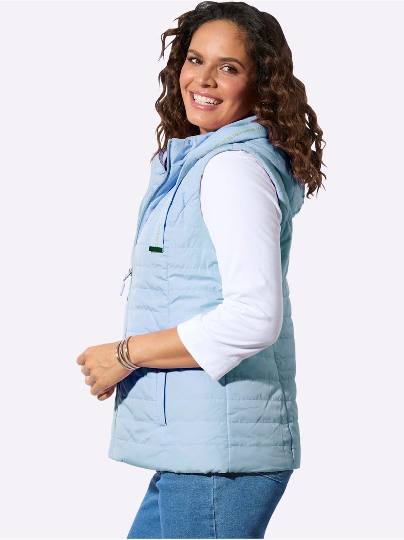 Gilet Matelassé Capuche Avec Coulisse Et Lien à Nouer - Taille Standard - Witt Bleu clair - Kiabi