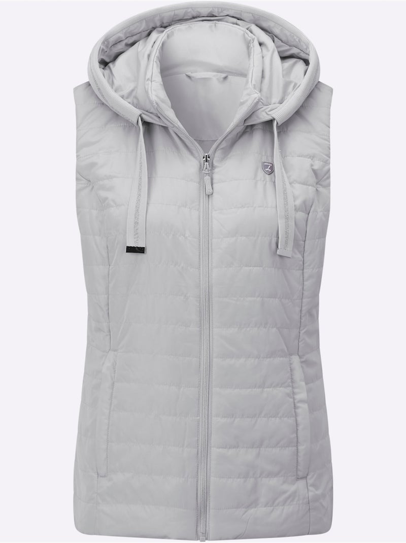 Gilet matelassé capuche avec coulisse et lien à nouer - taille standard - witt Gris clair - Kiabi