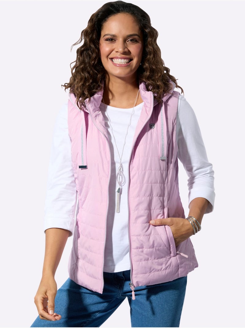 Gilet Matelassé Capuche Avec Coulisse Et Lien à Nouer - Taille Standard - Witt Rose - Kiabi