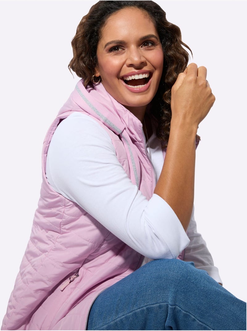Gilet Matelassé Capuche Avec Coulisse Et Lien à Nouer - Taille Standard - Witt Rose - Kiabi