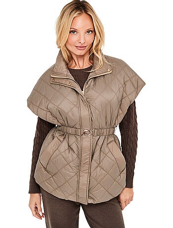 Gilet matelassé ceinturé manches courtes pc2