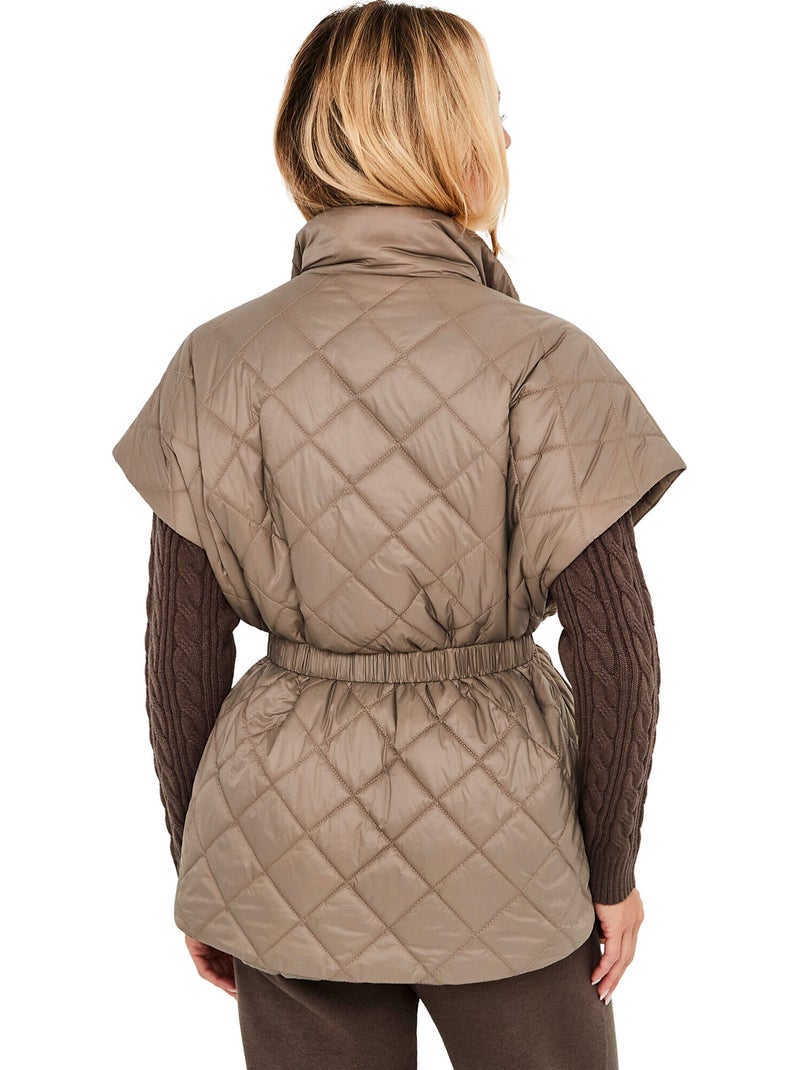 Gilet matelassé ceinturé manches courtes pc2 Beige - Kiabi