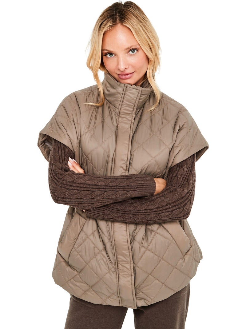 Gilet matelassé ceinturé manches courtes pc2 Beige - Kiabi