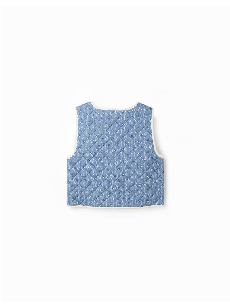 Gilet matelassé en coton à motif floral Bleu Bleu - Kiabi