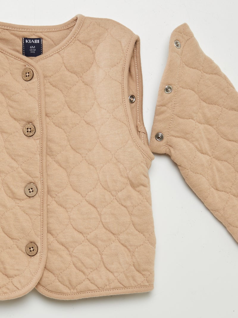 Gilet matelassé et rembourré avec manches amovibles Beige - Kiabi