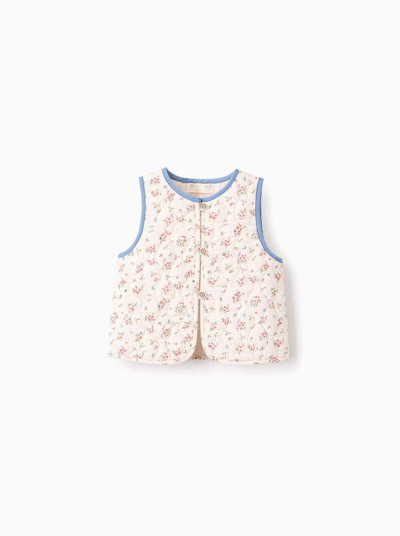 Gilet Matelassé Floral Beige clair - Kiabi