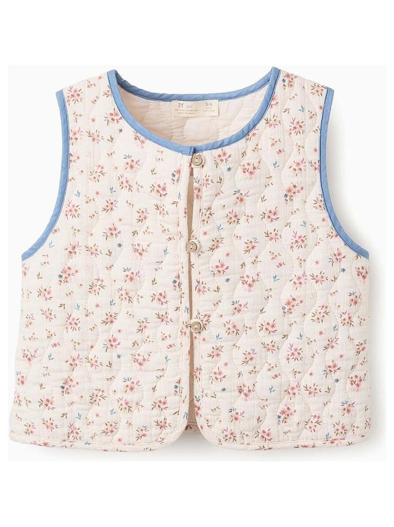 Gilet Matelassé Floral Beige - Kiabi