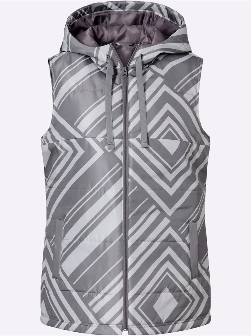 Gilet matelassé imprimé graphique - taille standard - moda vilona Gris Gris clair - Kiabi