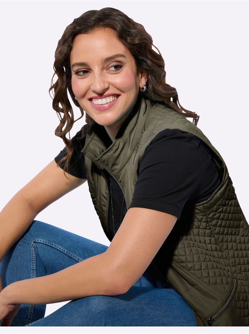 Gilet matelassé mélange de motifs matelassés - taille standard - witt Kaki - Kiabi