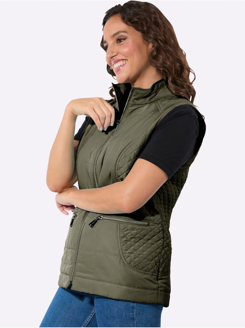 Gilet matelassé mélange de motifs matelassés - taille standard - witt Kaki - Kiabi