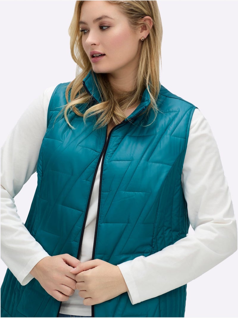 Gilet matelassé piquage affinant - taille standard - moda vilona Bleu pétrole - Kiabi