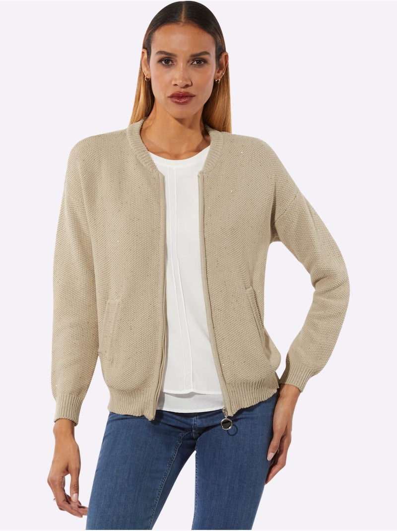 Gilet Mélange De Cotons Agréable à Porter - Taille Standard - helline Sable - Kiabi