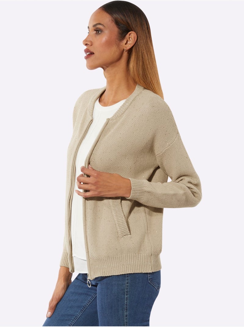 Gilet Mélange De Cotons Agréable à Porter - Taille Standard - helline Sable - Kiabi