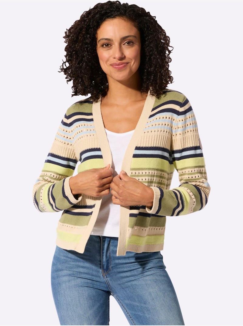 Gilet Mélange De Motifs Tendance - Taille Standard - Witt Beige/Vert - Kiabi