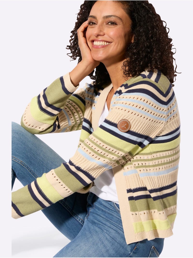 Gilet Mélange De Motifs Tendance - Taille Standard - Witt Beige/Vert - Kiabi