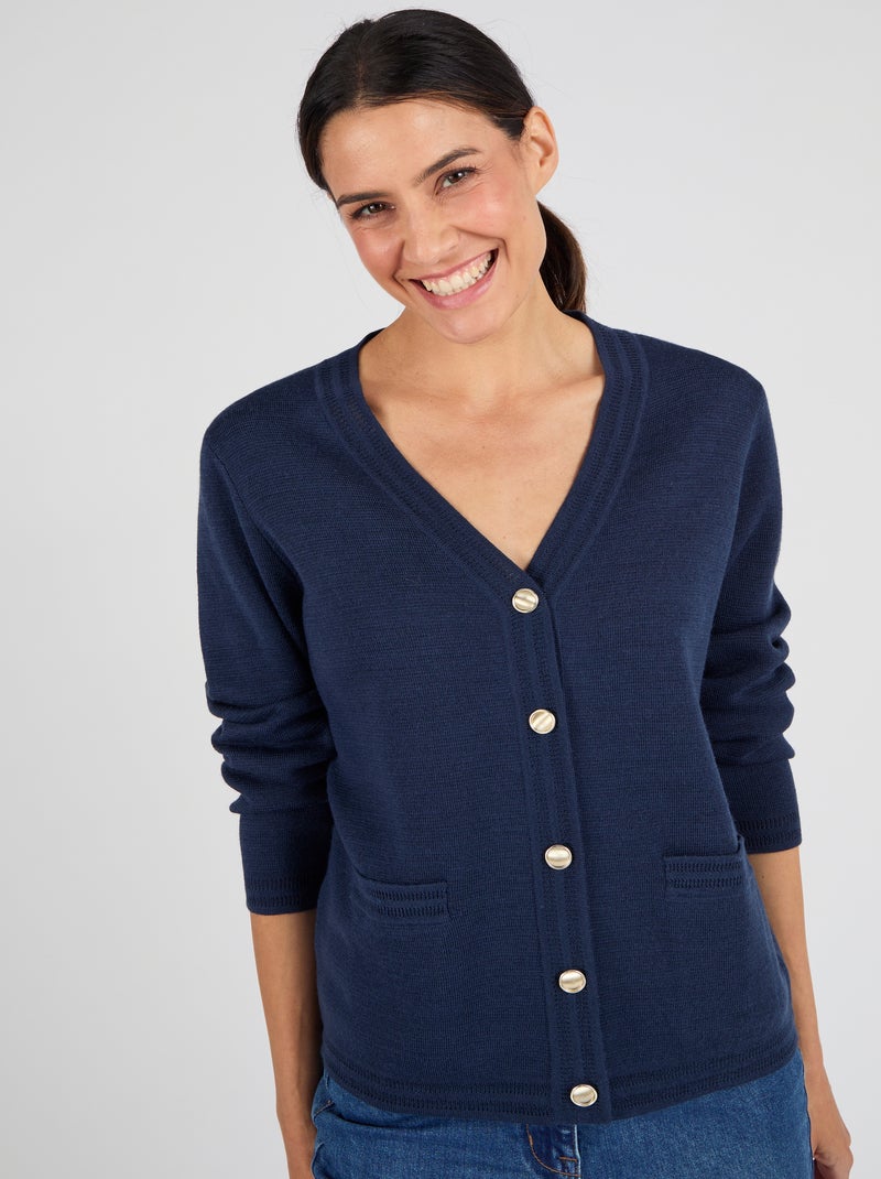 Gilet mélange laine - Damart Bleu marine - Kiabi