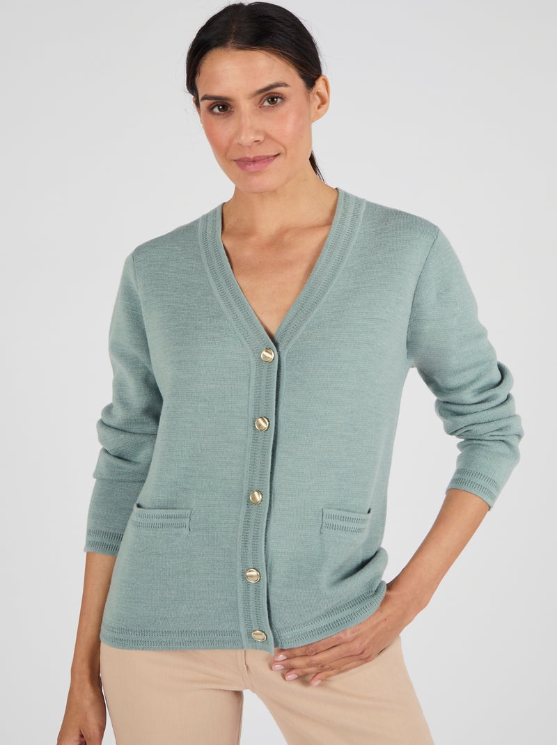 Gilet mélange laine - Damart Vert anis - Kiabi