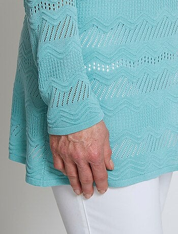 Gilet mi-long 1 bouton maille fantaisie