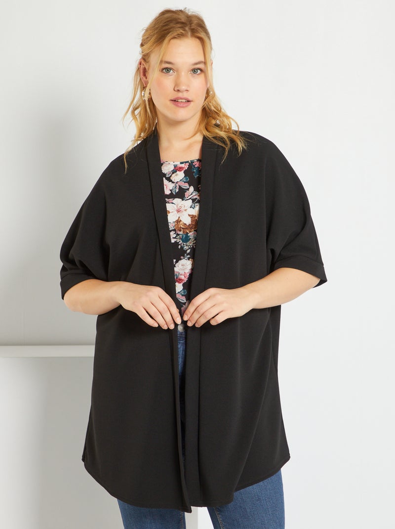 Gilet mi-long noir - Kiabi