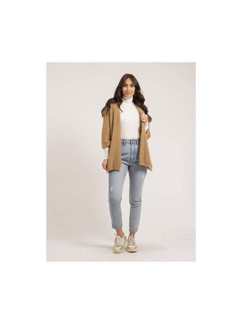 Gilet mi-long ouvert KARLENE Beige - Kiabi