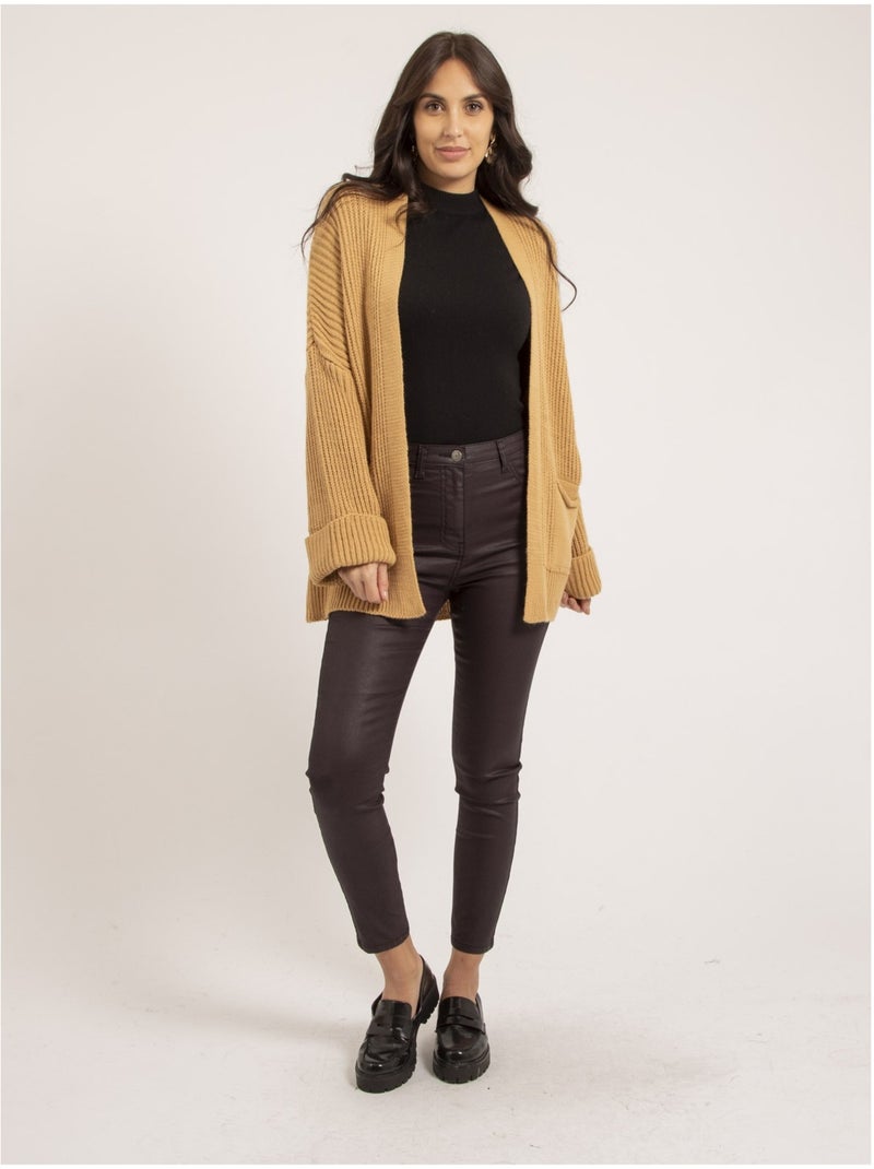 Gilet mi-long ouvert kirsten Beige - Kiabi