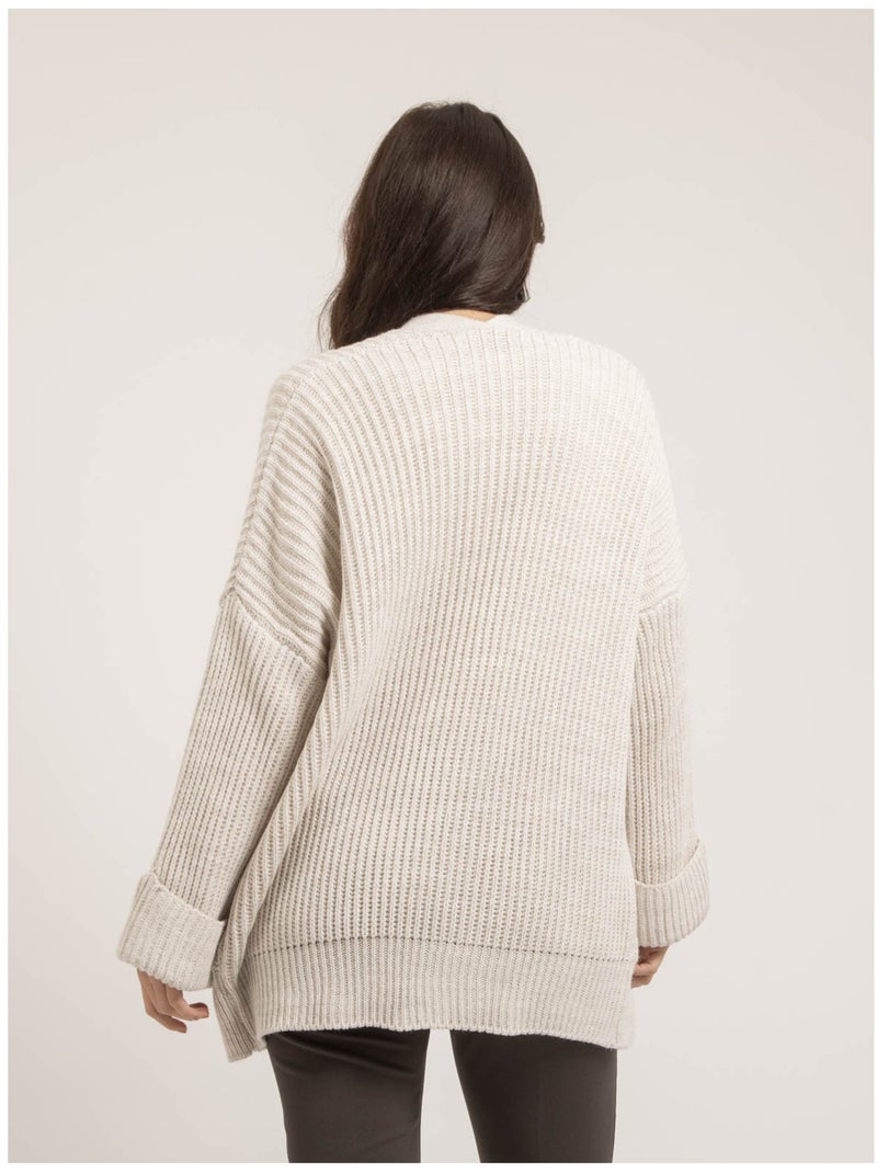 Gilet mi-long ouvert KIRSTEN Ecru - Kiabi