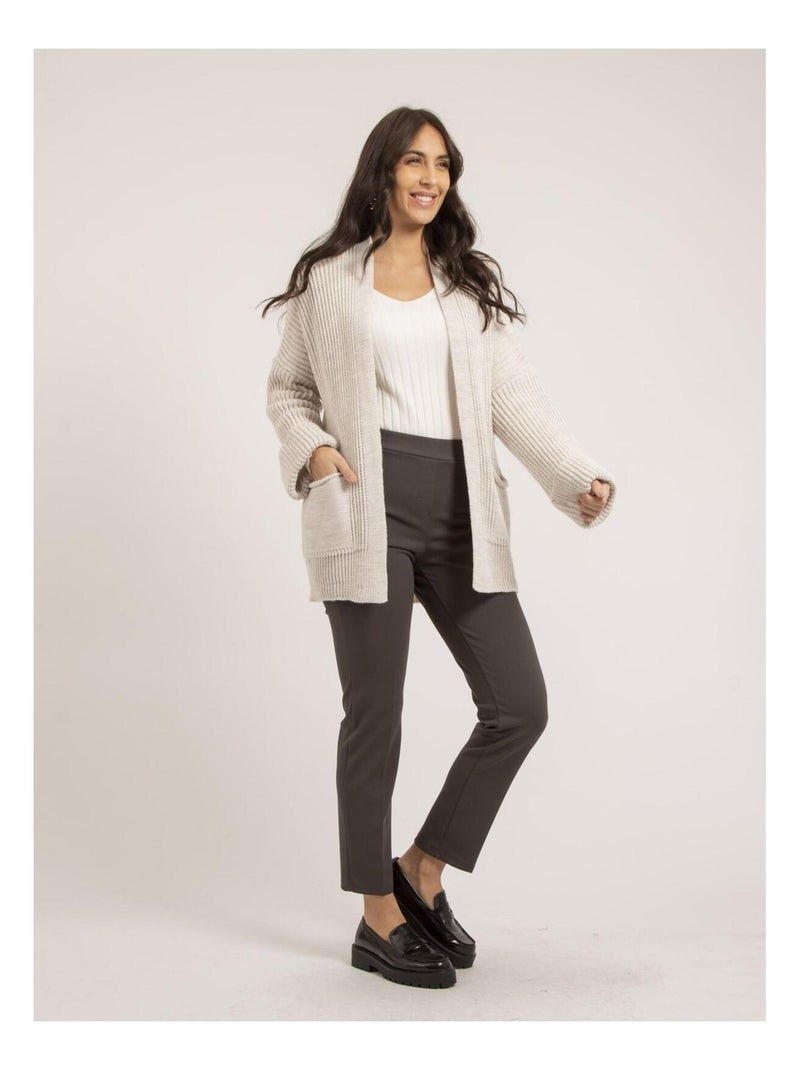 Gilet mi-long ouvert KIRSTEN Ecru - Kiabi