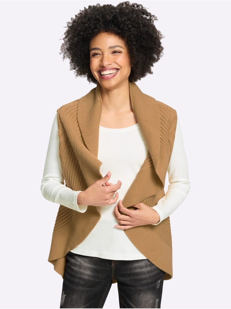 Gilet motif ajouré intégral - taille standard - helline Doré - Kiabi