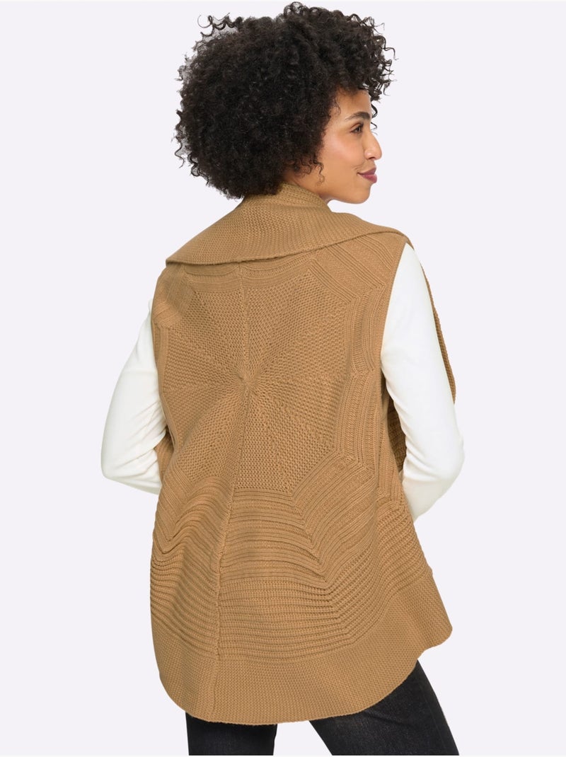 Gilet motif ajouré intégral - taille standard - helline Doré - Kiabi