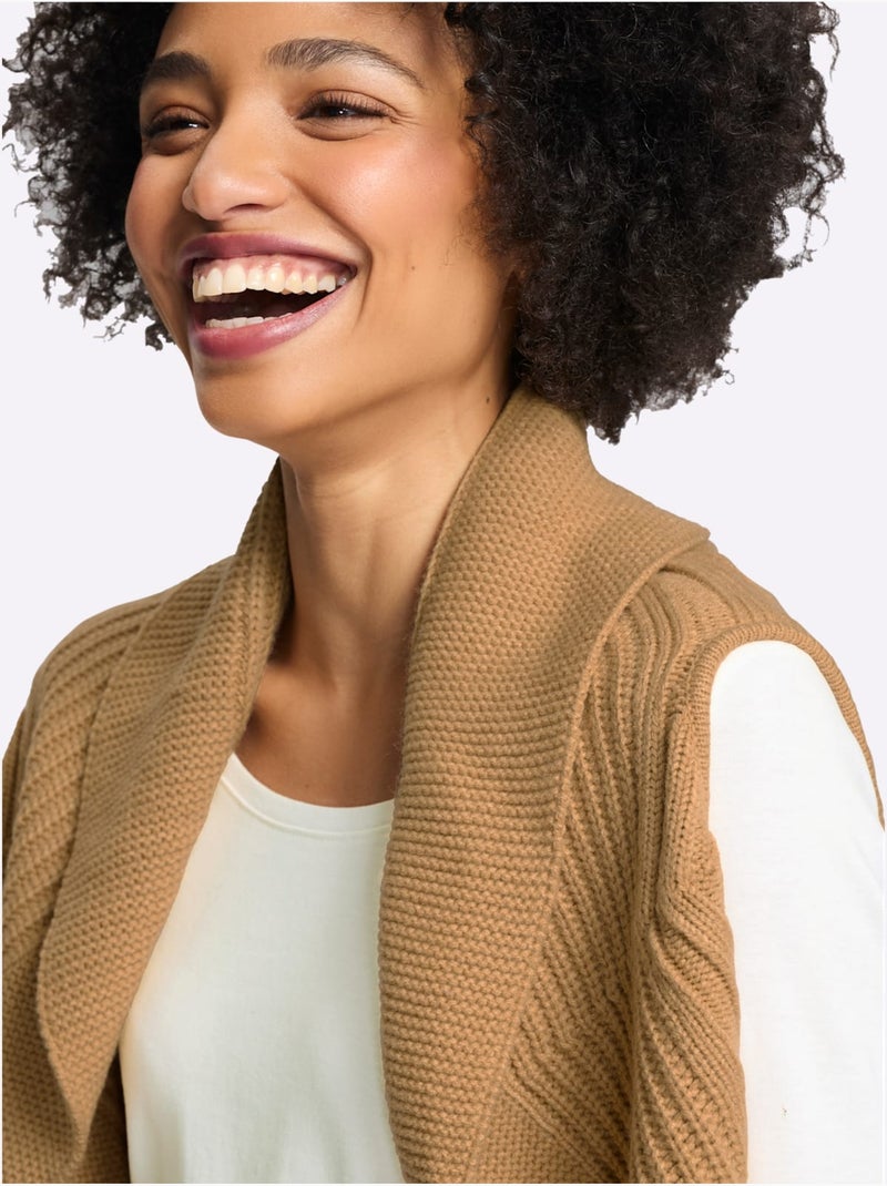 Gilet motif ajouré intégral - taille standard - helline Doré - Kiabi