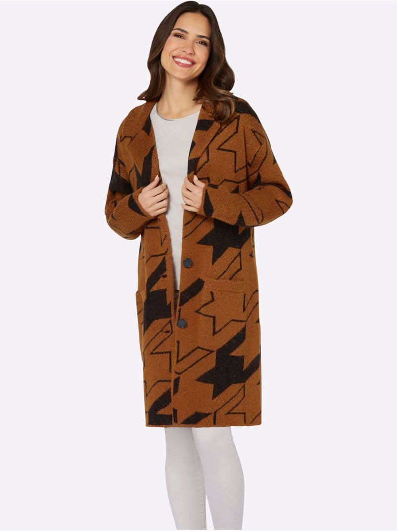 Gilet Motif Pied-de-poule - Taille Standard - Moda Vilona Ambre - Kiabi