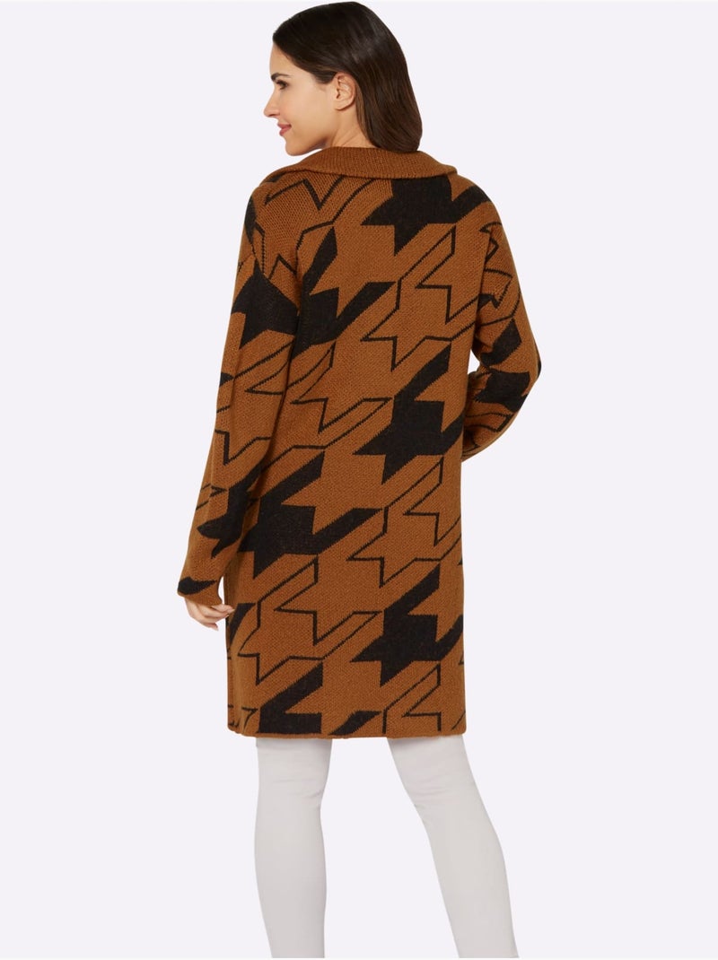 Gilet Motif Pied-de-poule - Taille Standard - Moda Vilona Ambre - Kiabi