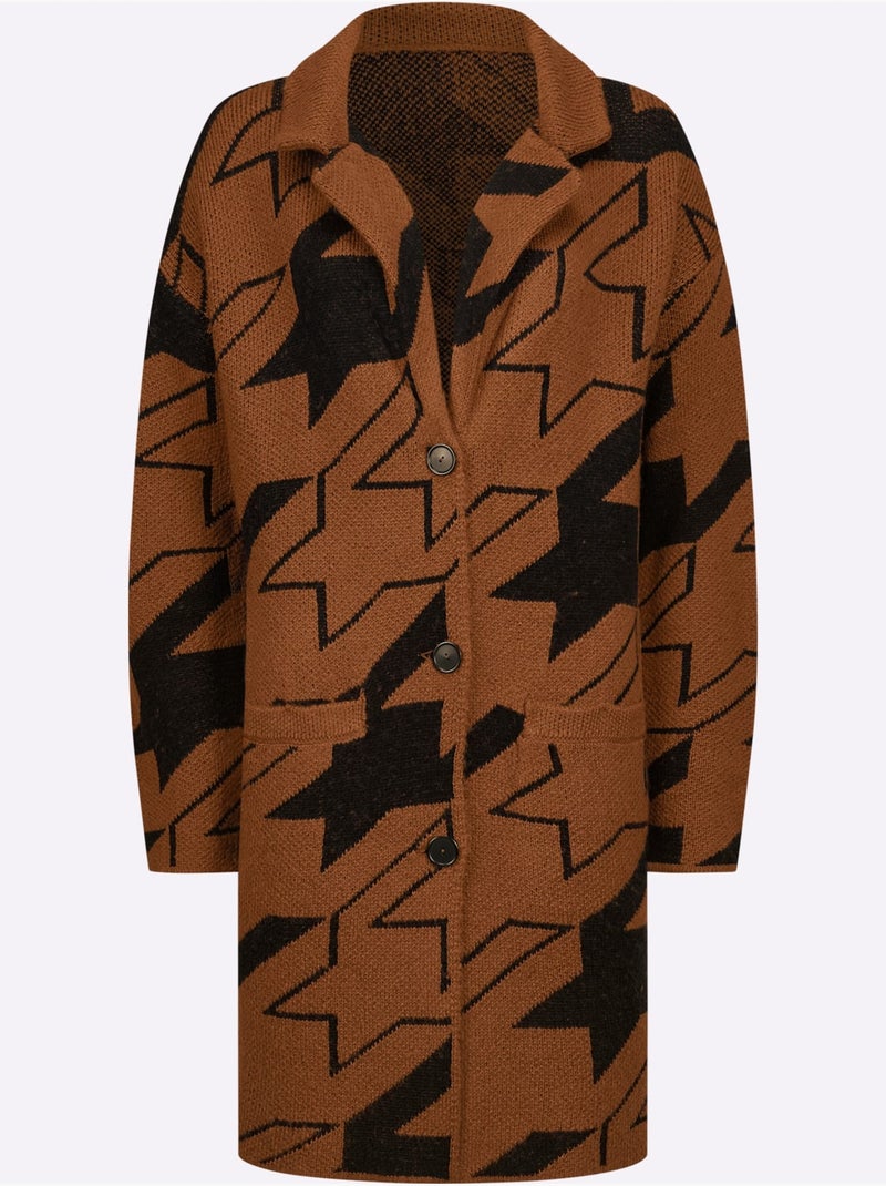 Gilet Motif Pied-de-poule - Taille Standard - Moda Vilona Ambre - Kiabi