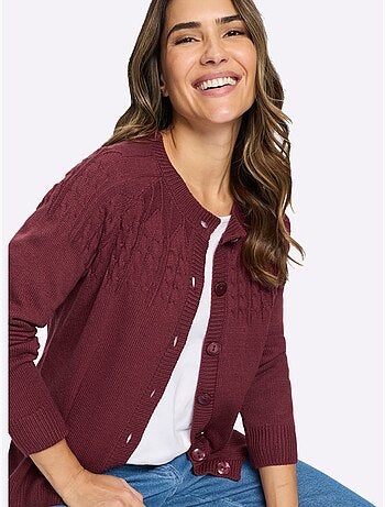 Gilet Motif Torsadé Devant Et Aux Manches - Taille Standard - Moda Vilona