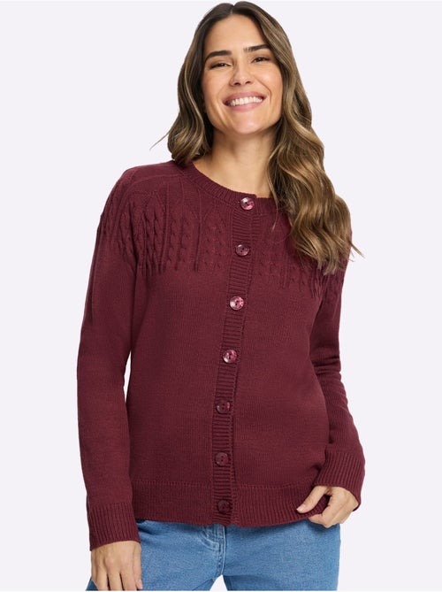 Gilet Motif Torsadé Devant Et Aux Manches - Taille Standard - Moda Vilona - Kiabi