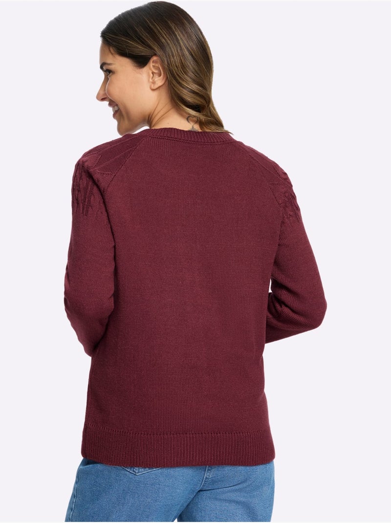 Gilet Motif Torsadé Devant Et Aux Manches - Taille Standard - Moda Vilona Bordeaux - Kiabi